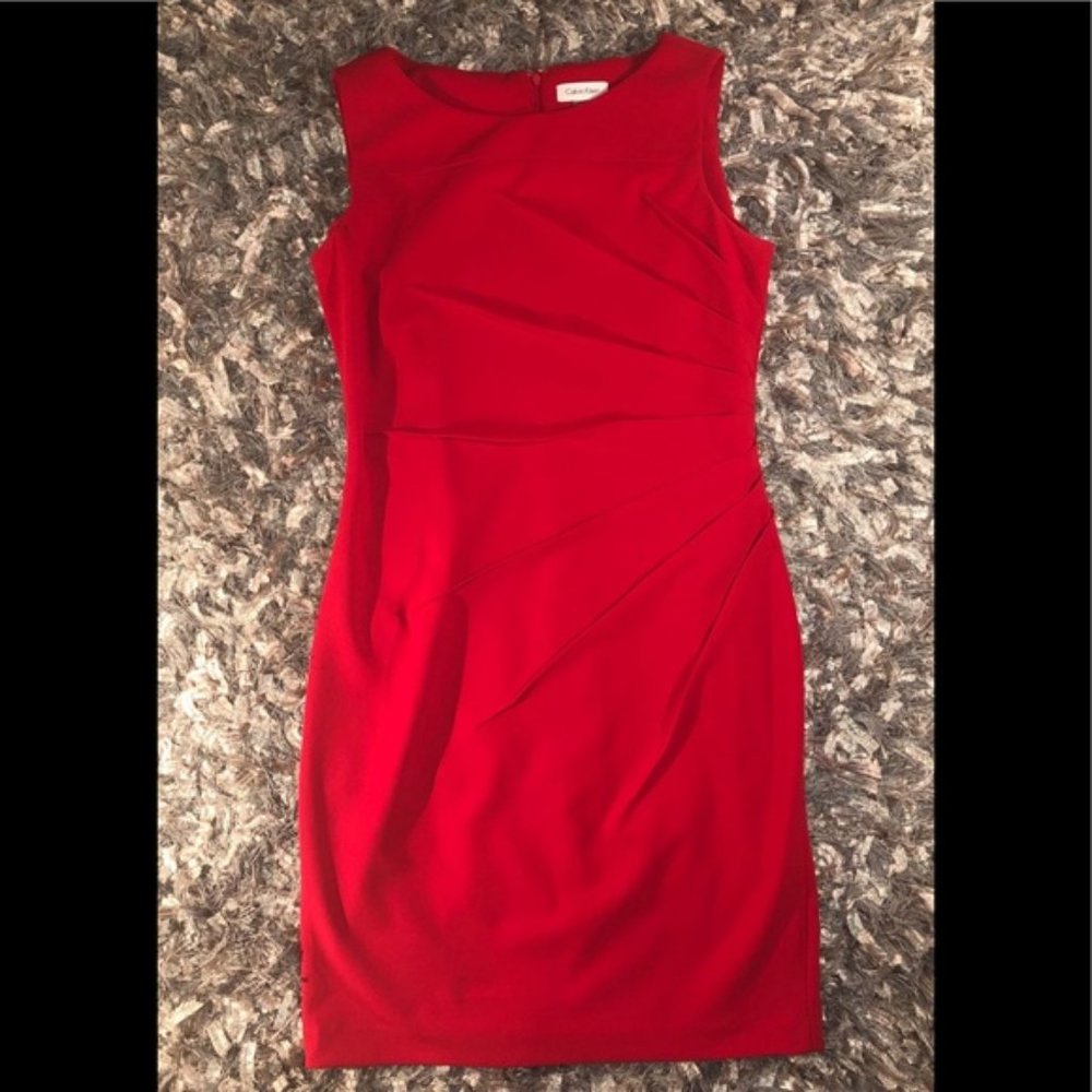 Calvin Klein Red Sleeveless Sheath Dress